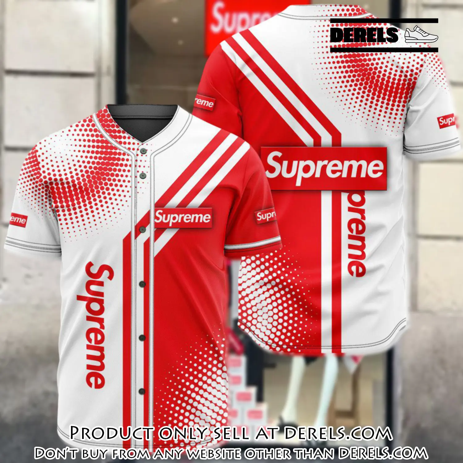 Supreme white red baseball jersey shirt luxury bjs1247 dr1101382